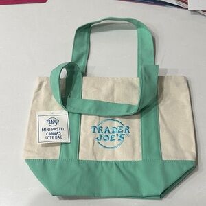 Mint Green & Cream Canvas Tote Bag